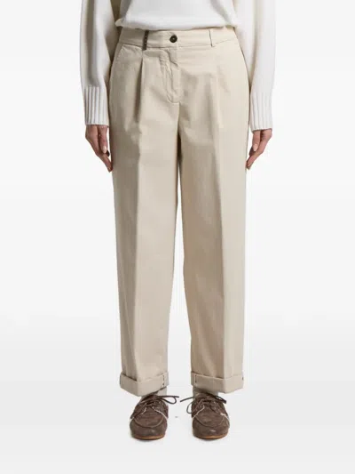 Peserico Pleated Turn-up Trousers In Neutral