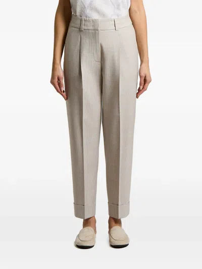 Peserico Pleated Turn-up Trousers In Neutral