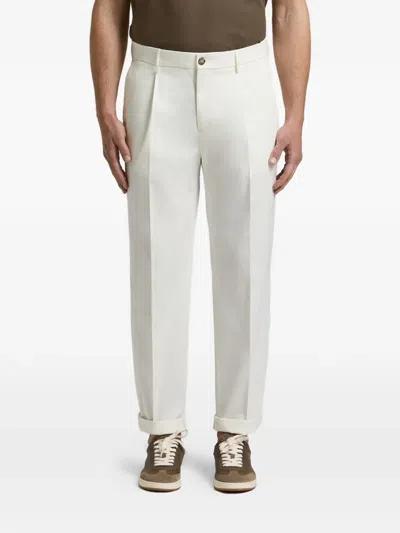 Peserico Pleated Turn-up Trousers In White