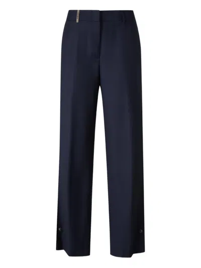 Peserico Pleated Wide-leg Trousers In Blue