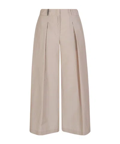 Peserico Pleated Wide-leg Pants In Brown