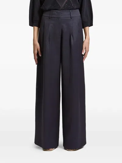 Peserico Pleated Wide-leg Trousers In Black