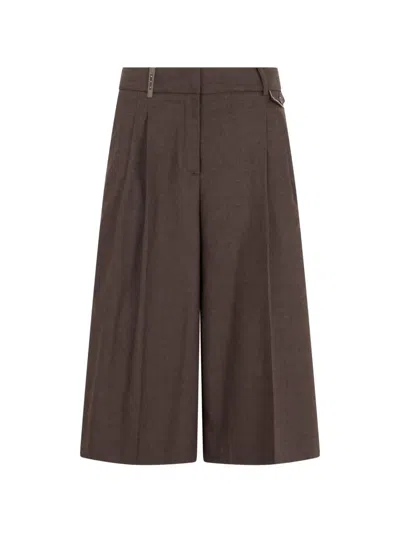 Peserico Pleated Wide-leg Trousers In Brown
