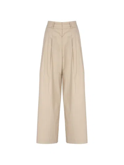 Peserico High Waist Straight Leg Tailored Pants In Brown