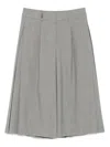 Peserico Pleated Wool-blend Knee-length Shorts In Gray
