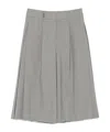Peserico Pleated Wool-blend Knee-length Shorts In Gray