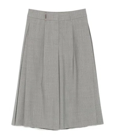 PESERICO PLEATED WOOL-BLEND KNEE-LENGTH SHORTS
