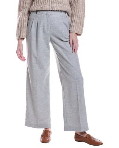 Peserico Pleated Wool-blend Pant In Gray