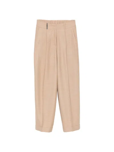 Peserico Pleated-detail Turn-up Trousers In Brown