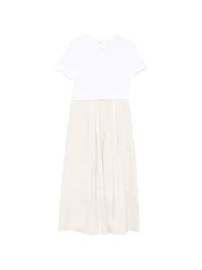 Peserico Pleated-skirt Panelled Dress In Neutral
