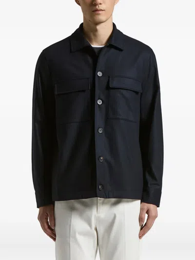 Peserico Pocket Button Jacket In Blue