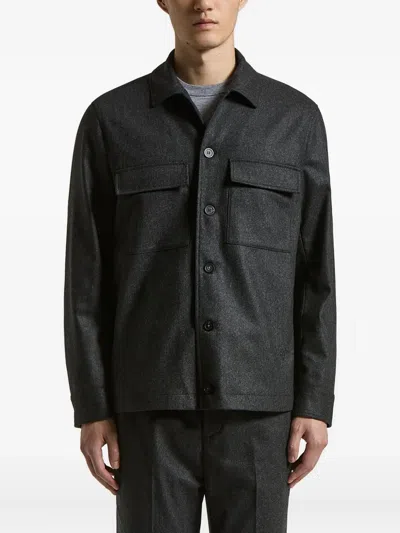 Peserico Pocket Button Jacket In Gray