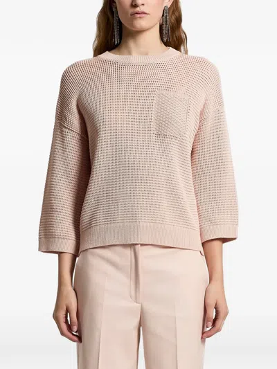 Peserico Pocket Cotton Sweater In Pink