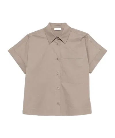 Peserico Pocket Embellished Shirt In Brown