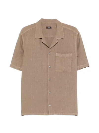 Peserico Pocket Short-sleeve Shirt In Brown
