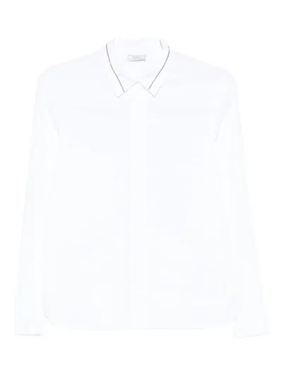 Peserico Point-collar Cotton-blend Shirt In White