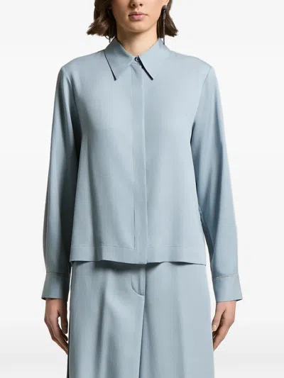 Peserico Point-collar Long-sleeved Shirt In Blue