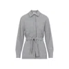 Peserico Pointed Collar Stone Grey Virgin Wool Flannel Shirt In Gray