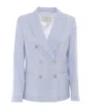 Peserico Pointed Lapel Suit Jacket In Blue