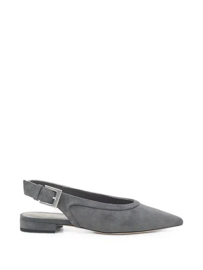 Peserico Pointed-toe Slingback Flat Pumps In Gray