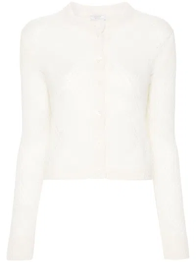 Peserico Pointelle-knit Cardigan In White