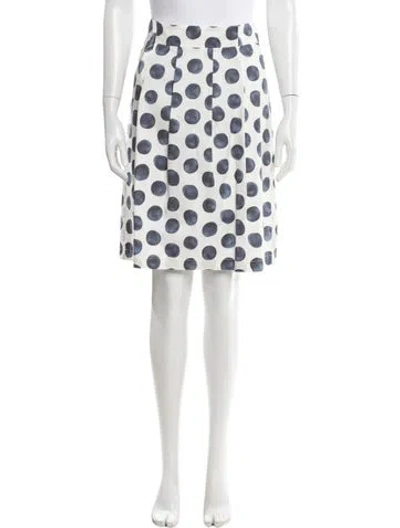 Pre-owned Peserico Polka Dot Print Knee-length Skirt W/ Tags In White