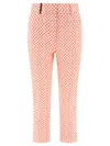 Peserico Cropped Trousers With Playful Polka-dot Pattern In Pink