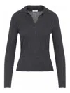 Peserico Ribbed Polo-neck Pullover In Gray