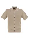 Peserico Polo Cardigan In Pure Cotton Yarn In Neutral