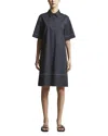 Peserico Women Light Stretch Cotton Satin Midi Dress In Space Blue