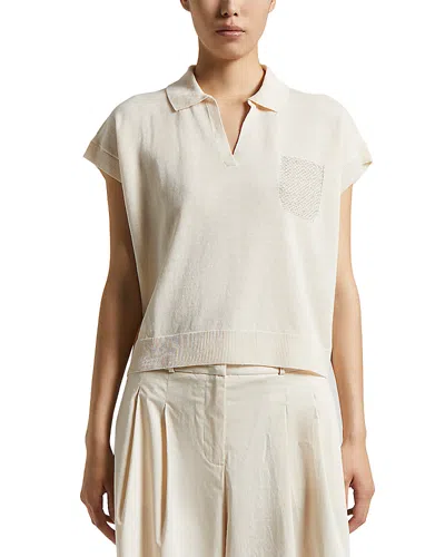 Peserico Polo Knitted Sweater In Cappuccino