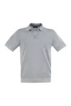 Peserico Polo Shirt In Linen And Cotton Yarn In Blue