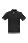 Peserico Polo Shirt In Linen And Cotton Yarn In Night Blue