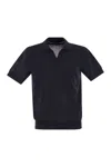 Peserico Cotton And Silk Polo Shirt In Blue