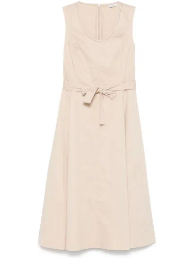 Peserico Poplin Midi Dress In Neutrals