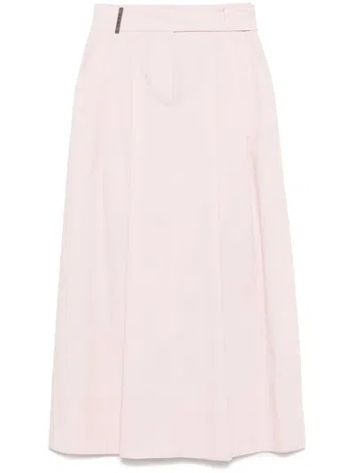 Peserico Poplin Midi Skirt In Pink