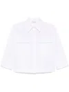 Peserico Cropped White Poplin Shirt With Hidden Buttoning In White
