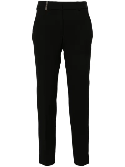 Peserico Cropped Slim-fit Trousers In Black