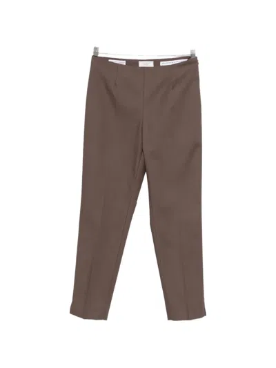 Peserico Straight Trousers With Half Pleat In Brown