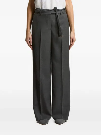 Peserico Pressed-crease Belted Trousers In Gray
