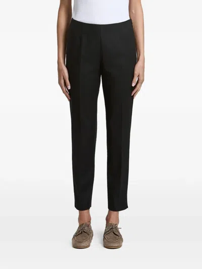 Peserico Pressed-crease Side-slit Trousers In Black