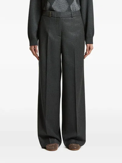 Peserico Woman Palazzo Pants In Wool Lurex Flannel In Black