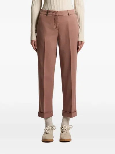 Peserico Pressed-crease Turned-up Trousers In Pink