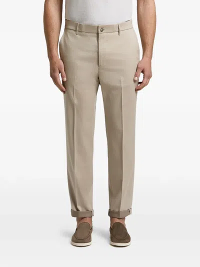 Peserico Pressed-crease Turn-up Trousers In Neutral