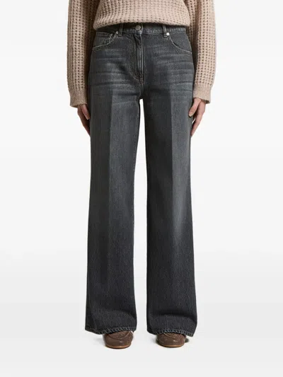Peserico Pressed-crease Wide-leg Jeans In Gray