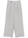 Peserico High-waisted Wide-legged Trousers With Subtle Check Pattern In White