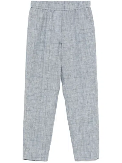 Peserico Prince Of Wales-check Trousers In Blue