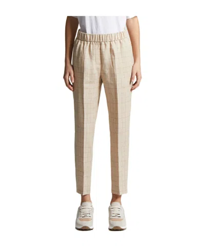 Peserico Prince Of Wales Linen Trousers In Yellow
