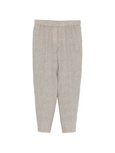 Peserico Prince Of Wales-check Trousers In Gray