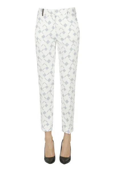 Peserico Printed Cigarette Trousers In White